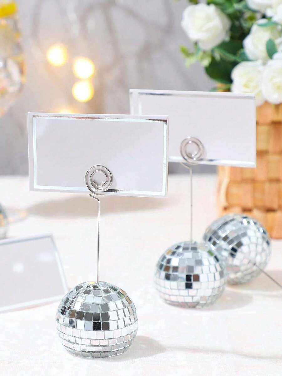 2/510/20pcs DIY Glitter Disco Ball Table Number Holders - Wedding, Birthday Centerpiece Decor With Seat Cards | Shiny Party Favors, Self-Assembly Photo Frames, Suitable For Table Decor, Events And Holidays, Mother's Day Gift, July 4th Decor - Multicolor - View 1