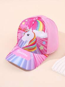1頂女童3-8歲彩色獨角獸印花棒球帽,適合日常穿著、團體活動 - 彩色 - 查看 4