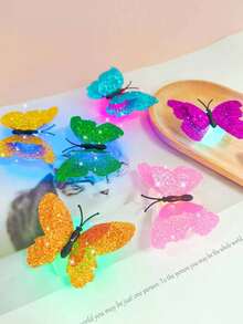 1/5/12/20/25pcs Multicolor LED 3D Butterfly Decoration Night Light, Wall Decor Light, Suitable For Garden, Backyard, Lawn, Party, Holiday, Home Decor, Patio Decor, Random Color - Gold Butterfly - View 9