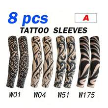 8 piezas de mangas de tatuaje - Cubiertas de brazo sin costuras y transpirables para ciclismo y conducción | Mangas de protección solar y enfriamiento de tela de nailon como regalo para hombres - Multicolor - Ver 7