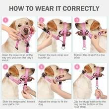 No-Pull Dog Headcollar - Reflective Head Halter Collar For Dogs, Padded Dog Head Collar To Stop Heavy Pulling, Anti-Pull Muzzle Leash - Pink - View 4