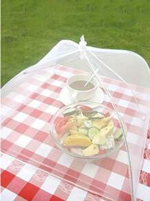 2pcs Foldable White Food Cover Dome, Food Mesh Tent Protector, Reusable Anti-Fly Dustproof Meal Dish Lid For Home Kitchen Outdoor Picnic BBQ Gathering