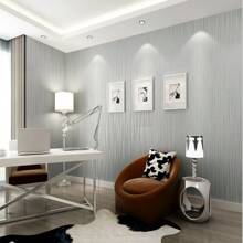 Papel pintado a rayas gris, papel pintado moderno 3D con textura de brillo metálico plateado, adecuado para dormitorio, habitación de adolescente, sala de estar, salón, pasillo, vestíbulo