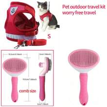 Pet Cat Dog Reflective Vest Harness & Leash Set, Includes Harness, Leash, Brush; Pet Outdoor Walking Harness & Foldable Food Bowl Set, Hassle-Free Travel