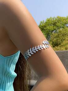 1pc Metal Street Style Hinged Bangle Bracelet, Multi-Layer Geometric Baroque Personalized Wrist Cuff - Two-headed Snake - View 1