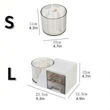 2-Drawer Rotating Desk Organizer, Pen Holder, Desktop Storage Rack And Shelves With 4 Compartments + Drawers, Suitable For Office, Home And Art Supplies