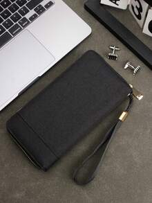 HOVI'S New Minimalist RFID Blocking Zipper Long Wallet, Business Large Capacity Multi-Function Phone Wallet - Black - View 5