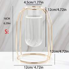 1pc Metal Flower Stand With Transparent Glass Vase, Minimalist Modern Creative Home Floral Hydroponic Decor Home Decor Back To School Room Decor School Supplies Flower Vase