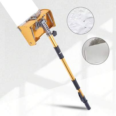 Professional Drywall Flat 10" Drywall Flat Finishing Box W/Extendable 35"-59" Box Handle, Aluminum Finishing Mud Box For Plasterboard Wallboard Sheetrock, 10-Inch Wide Quick Clean