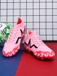 1 双男/女足球鞋，适合成人、学生、青少年 - 高帮户外团队比赛运动鞋，大码防滑耐磨 TF 鞋钉，适用于人造草皮、沙地、天然草皮、室内球场、系带、小码钉鞋皮革女式足球鞋，轻质高性能防滑设计高帮专业足球鞋，厂家直销