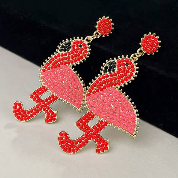 1 paire de boucles d'oreilles flamant rose à la mode, vivantes et accrocheuses, inspirées des couleurs vives et des formes élégantes des flamants roses, adaptées aux femmes à porter en vacances, aux fêtes sur la plage et à d'autres occasions heureuses.