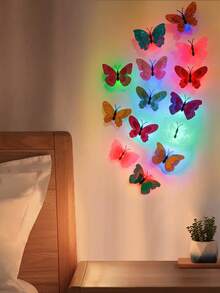1/5/12/20/25pcs Multicolor LED 3D Butterfly Decoration Night Light, Wall Decor Light, Suitable For Garden, Backyard, Lawn, Party, Holiday, Home Decor, Patio Decor, Random Color - Gold Butterfly - View 3