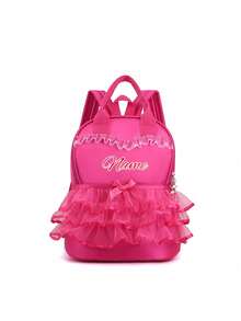 Ein individuell gestalteter Rucksack oder Tanztasche mit personalisiertem Namen oder Feiertags-Nachricht. Gestalte deinen eigenen Rucksack, Ballettasche in Rosa Spitze für kleine Prinzessinnen. Du kannst Namen, Buchstaben, Glückszahlen usw. individualisieren. Sehr geeignet für Schule, Unterricht, Reisen, Alltagsnutzung, Geburtstagsgeschenke für Freunde und Töchter, als bedeutungsvolle Souvenirverpackung, Weihnachtsgeschenk, Neujahr usw.