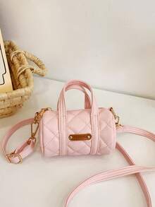 1 件时尚简约纯色儿童包韩版时尚钻石形状迷你桶包婴儿手提包