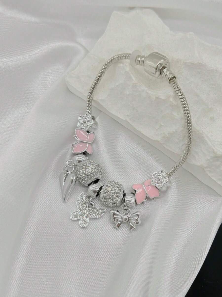 Silver Bracelet And Vivara Jewelry Silver With Pendant Bath With Varnish Gift Send Random Pendant Color - 銀色 - 查看 1