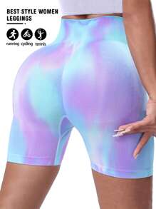 2PCS High Waist Seamless Slimming Sports Shorts , Women's Aurora Butt Lifting Fitness Pants For Running And Yoga, Sport Style