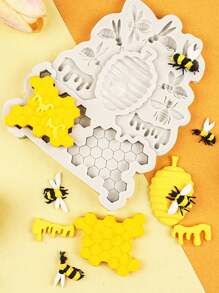 1/2/4pcs "Bee Theme Silicone Mold (Including Honeycomb/Queen Bee/Honey Bucket Design) - Non-Stick Baking Mold Suitable For Chocolate/Fondant/Soap/Jelly DIY Making, Multi-Function Cake Decorating Tool Suitable For Parties, Birthday Dessert Tables, Cupcakes, Cookies And Kitchen Baking Enthusiasts", Mother's Day, Father's Day, Wedding, Back To Schools Season, Graduation Season Supplies.