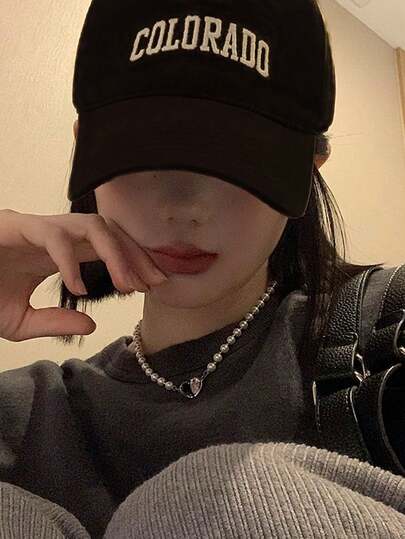 1 件女士黑色棒球帽，深冠宽边新设计，大周长，时尚纯色简约风格高端配饰适合日常外出、通勤、聚会和服装搭配