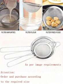 1/3/4pcs Stainless Steel Colander Ladle Strainer With Different Sizes For Filtering Flour / Oil At Home Kitchen