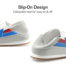 Boys Girls Fashion Sneakers Foldable Back Retro Classic Casual Tennis Lightweight Breathable Walking Shoes For Little/Big Kid - Blue and White - View 9