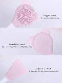 CIMACA 1pc Mask Mixing Bowl With Lid + 1pc Mask Brush + 1pc Handle Silicone Brush + 1pc Multifunctional Double-Headed Brush, DIY Mask Mixing Bowl Set, Makeup Tools, Mask Mixing Tools, Suitable For Travel