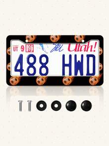 Pink Car License Plate Frame, Personalized Women's Car Plate Cover, Bowknot Car Decoration, Weatherproof Painted License Plate Holder, Won't Obscure License Plate Info, Stainless Steel Frame, Sturdy & Stable, Comes With Mounting Screws, 2 Styles Available: 1 Piece/2 Pieces - Multicolor - View 14