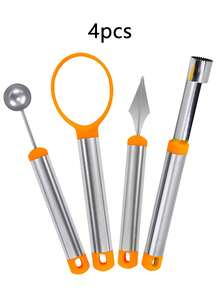 1pc/4pcs Stainless Steel Watermelon Ball Scooper,Stainless Steel Fruit Carving Set,Ice Cream Scoop, Multi-Functional Fruit Ball Carver,Professional 3 In 1 Watermelon Cutter Fruit Carving Tool,Ball Digger,Fruit Core Extractor,Carving,Scoop Remover,Fruit Platter Tools,Kitchen Small Tool