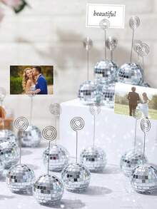 2/510/20pcs DIY Glitter Disco Ball Table Number Holders - Wedding, Birthday Centerpiece Decor With Seat Cards | Shiny Party Favors, Self-Assembly Photo Frames, Suitable For Table Decor, Events And Holidays, Mother's Day Gift, July 4th Decor - Multicolor - View 7