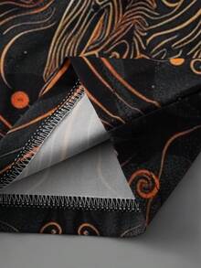 宽松街头时尚休闲衬衫上衣，日式羽织和服风格虎纹 3/4 袖罩衫，男女通用轻便夏季沙滩罩衫，度假派对节日外套夹克