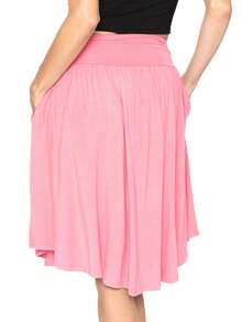 STRETCH IS COMFORT Women's And Plus Size Scoop Hem Flare Mid Length Skirt With Pockets | S-5X - Light Pink - 查看 2