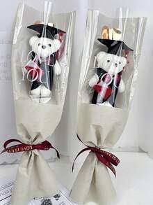 5pcs/1pc 卡通花束熊，毕业/教师节礼物泰迪熊，情人节/毕业礼物花束DIY泰迪熊，派对礼物 - 彩色 - 查看 9