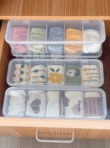 1pc Multi-Functional Transparent Plastic Box - Various Sizes Multi-Compartment Storage Box For Organizing Underwear, Socks, Beads, Craft Supplies, Jewelry, Hair Ties, Diamond Painting, Tea Bags, Instant Coffee, Sugar Packets, Earphones, Data Cables, Chargers, Fishing Lures, Small Items Desk, Dresser For Office And Home Organization, Dust And Water Proof, Back To School