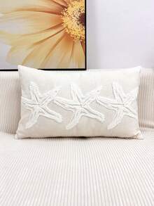 Vỏ gối hình sao biển thêu không có ruột - Đế màu be thêu trắng 1 - Xem 5