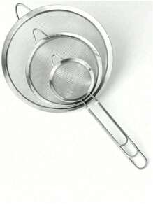 1/3/4pcs Stainless Steel Colander Ladle Strainer With Different Sizes For Filtering Flour / Oil At Home Kitchen