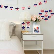 4th Of July Hanging Decorations Wooden Star American Flag Sign Patriotic Decor For Home Holiday Party Favors