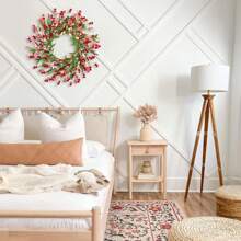 Artgar Front Door Wreaths 24 Inch Spring/Summer Wreath For Front Door, Front Door Wreaths For All Seasons For Indoor Outdoor Home Office Wall Window Wedding Farmhouse Decor (Red&Orange&Purple)