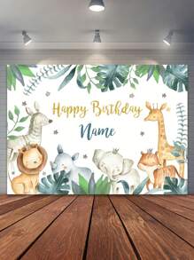 1PC Can Be Customised With Three Sizes Of Personalised Jungle Backdrop Custom Name, Jungle Animal Birthday Backdrop Decoration Ideas, Jungle Themed Birthday Party Custom Supplies, Wild Party Custom Supplies, Durable Vinyl, Reusable, No Need For Electricity Can Be Hanged