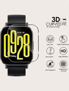 3pcs Transparent Full Screen Coverage Tempered Glass Screen Protector With Cleaning Kit Compatible With Redmi Watch 5 ACTIVE - Redmi Watch 5 Active - View 3