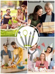1pc/4pcs Stainless Steel Watermelon Ball Scooper,Stainless Steel Fruit Carving Set,Ice Cream Scoop, Multi-Functional Fruit Ball Carver,Professional 3 In 1 Watermelon Cutter Fruit Carving Tool,Ball Digger,Fruit Core Extractor,Carving,Scoop Remover,Fruit Platter Tools,Kitchen Small Tool
