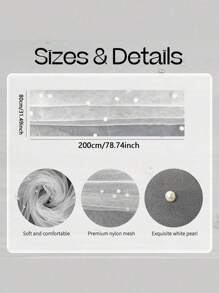 2pcs/1pc Faux Pearl Decor Table Runner, Wedding White Pearl Tulle Tablecloth, Wedding Decor Nylon Mesh Fabric, Pearl Hollow Out Mesh Fabric, Suitable For Wedding Arch Decor, Reception, Bridal Shower, Party Decor, Chair Sash, Event Backdrop