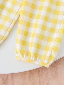 2 件女婴休闲宽松可爱背心 + 格子裤套装，轻盈夏季