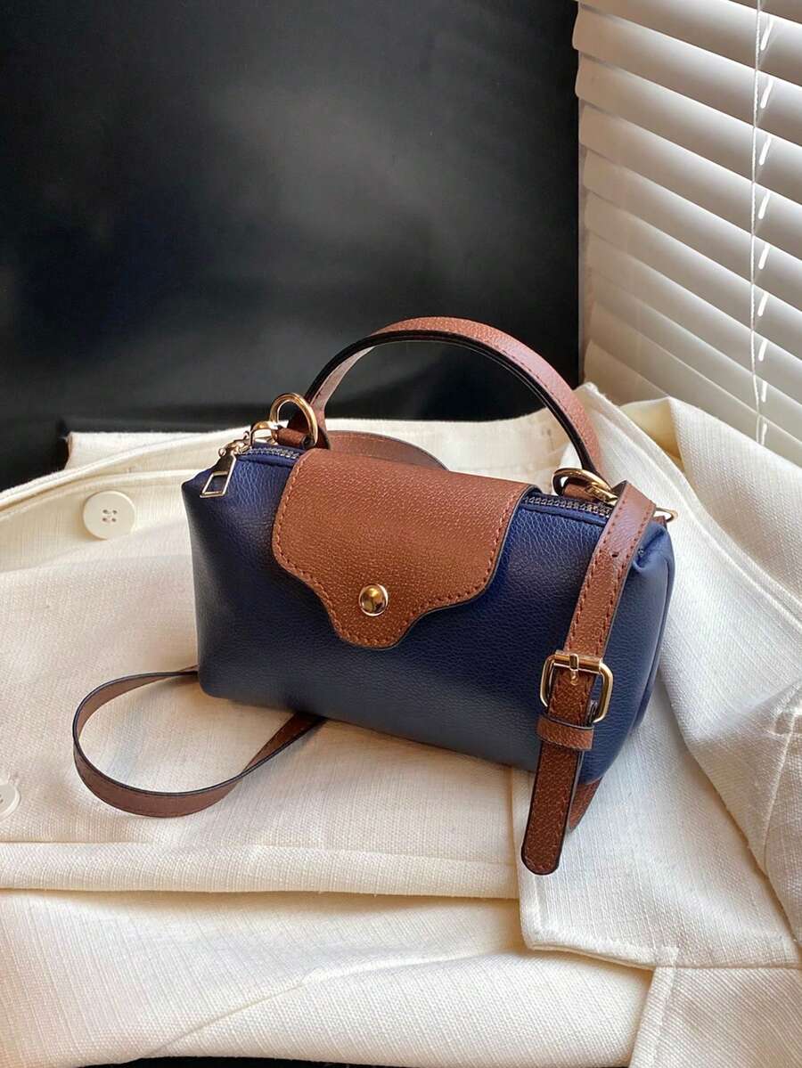 Mini New Fashion Handbag With Contrast Color Design, Made Of Waterproof Nylon Fabric, Includes Shoulder Bag, Square Bag And Vegetable Basket Bag, Suitable For Commuting, Parties And Vacations In Winter