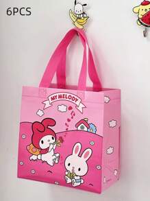 Sanrio 1/4/6/12 pièces Sac Kuromi Sanrio, Anime My Melody Cinnamoroll, grand sac fourre-tout en tissu non tissé imprimé, idéal pour ranger des livres, cadeaux kawaii pour les vacances