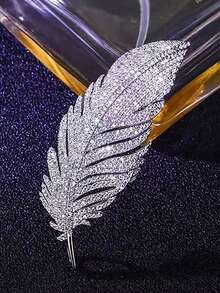 1pc Elegant Luxury Crystal Feather Brooch Pin, High-End Chic Accessory For Suits, Qipao, Shawls And Other Outfits Dress Accessories Pin For Clothes Bag Charm School Office Accessories Shirts Jacket Jewelry Halloween Clothes Pin Funny Cute Teacher Gifts00 Costume Accessories Bag Charms - Multicolor - View 12