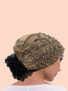1pc Plum Blossom Embroidery Beaded Skullcap, Suitable For Everyday Wear