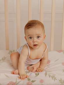 GLLQUEN BABY 2件裝嬰兒床單，中性款，適用於嬰兒床與幼兒床墊，超柔軟微纖維材質，尺寸 47x24x6 英吋 - 花卉 - 查看 7