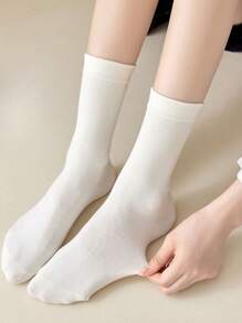 1/4/6 Pairs Women's Comfortable Soft Solid Color Over-The-Knee Socks, Simple Versatile Slouchy Socks With Tassels, Simple Versatile Comfortable Socks (Due To Lighting And Angle During Photography, The Actual Product May Have Slight Color Differences Compared To The Images.), Fall