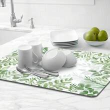 Dish Drying Mat For Kitchen Counter, Absorbent Coffee Bar Mat With Sunflowers, Vintage Floral Dish Drainer Rack Mats For Kitchen Counter Coffee Maker Coffee Pot Dining Room Decoration