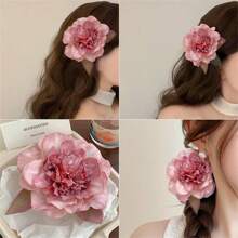1 Stück exquisiter Blumen Seitenklemm Foto Requisit Haarclip, romantischer ästhetischer Stil Haaraccessoire für Mädchen, Pfingstrosen & Kamelien Design Haarklammer Haarspangen
