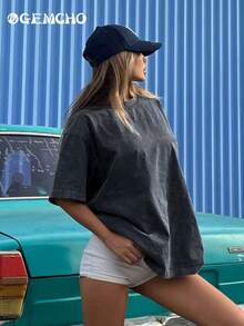 GEMCHO 女士夏季休闲印花短袖 T 恤图案 T 恤女式上衣 - 彩色 - 查看 6